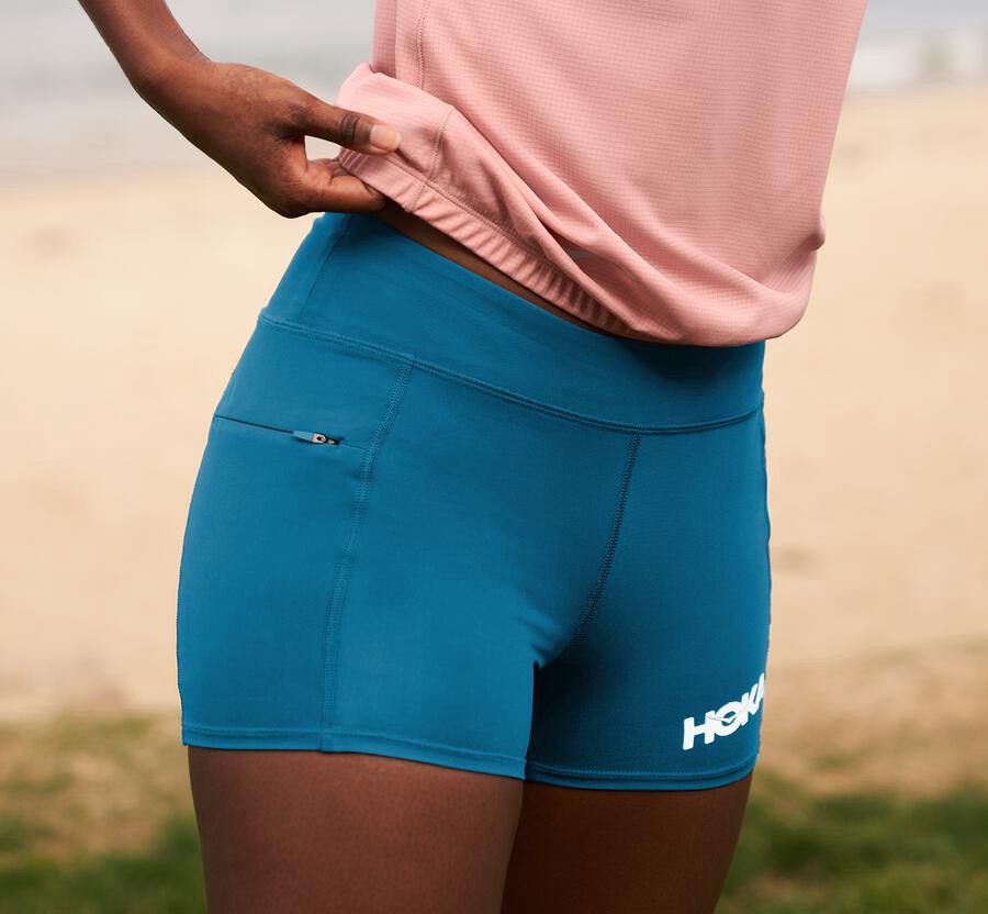 Hoka Australia One One Performance Knit - Womens Shorts Blue - QUYLT-6473